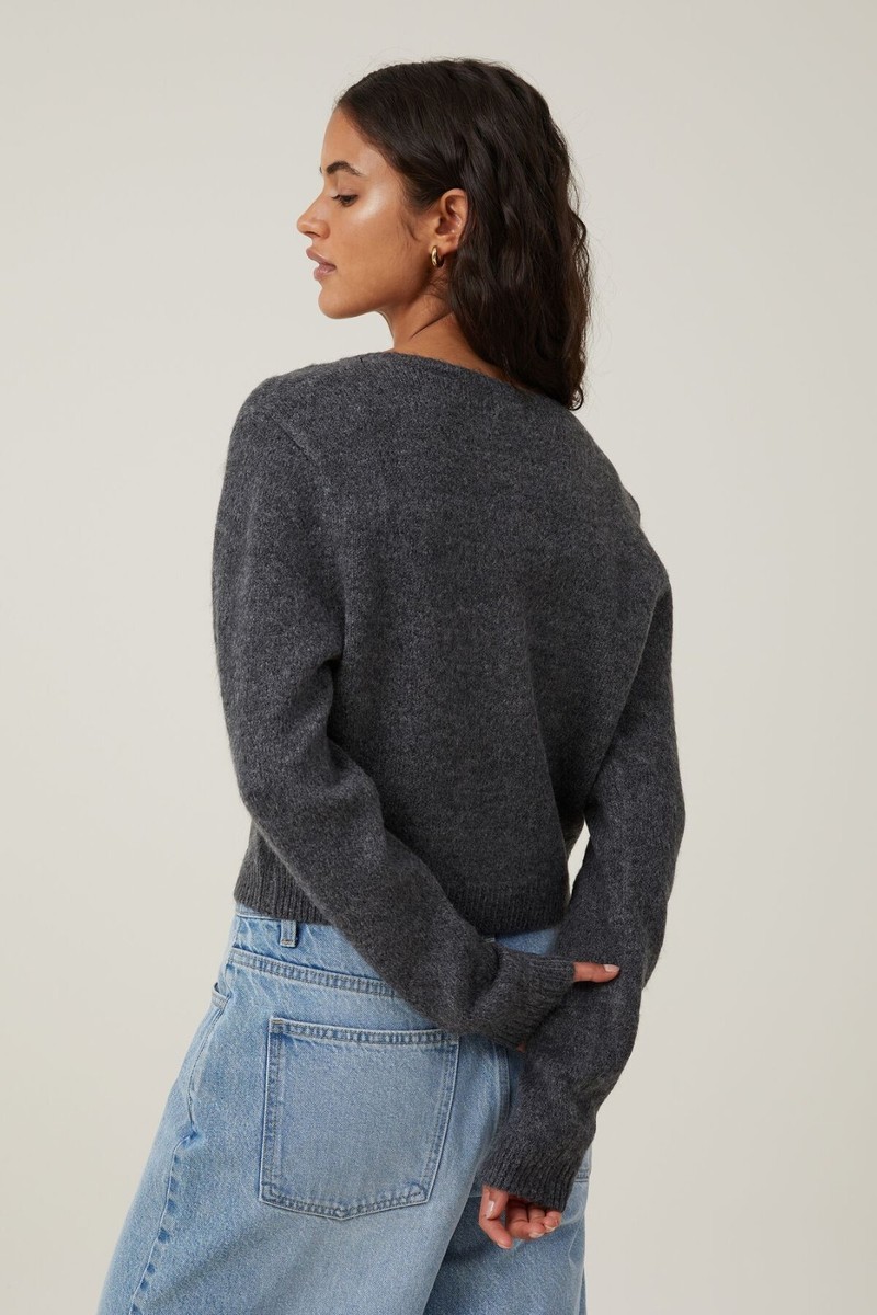 Cotton:On Women's Super Crew Neck Cardigan Button Sweater