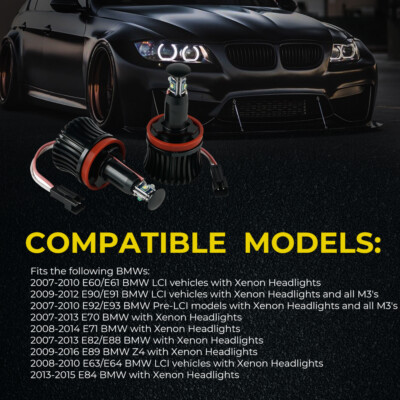 Kit 2 Luci Angel Eyes LED H8, 7000K, Per BMW Serie 1, 3, 5, 6, X5, X6, Z4 - Plug And Play