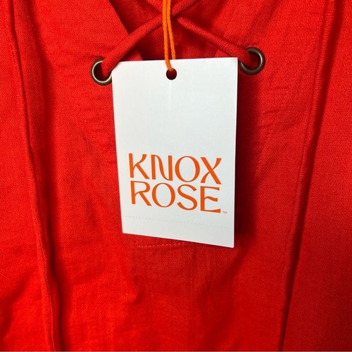 Knox Rose Women’s Short Flutter Sleeve Lace Up Top Coral Orange Size Medium New! - Picture 6 of 11
