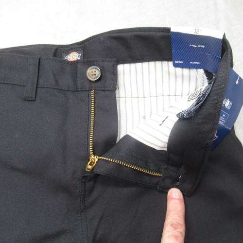 Dickies Pants Boys 12 Black Flex Slim Fit Straight Flat Front Khaki Zip 26x26 - Picture 4 of 16