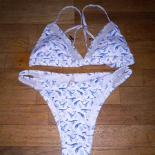 Romwe Dolphin Bikini SizeM  White With Blue Dolphins