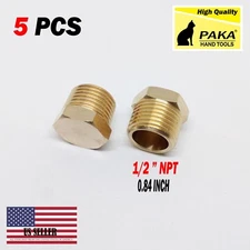 5 pc 1/2" inch male NPT Cored Hex Head Plug Brass Pipe Fitting NPT fuel water