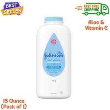 Johnson's Baby Powder, Naturally Derived Cornstarch with Aloe  Vitamin E, 15 Oz