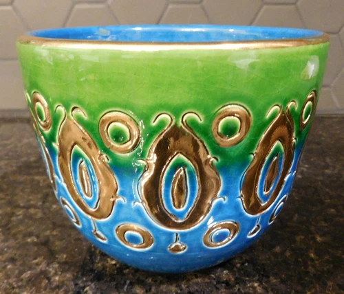 Vintage BITOSSI 4" Jardiniere Flower Pot Italian Art Pottery Mid Century