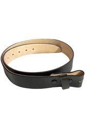 Leather Belt Men's 34-44 Black Snap On Buckle 1.5" Wide One Piece Leather