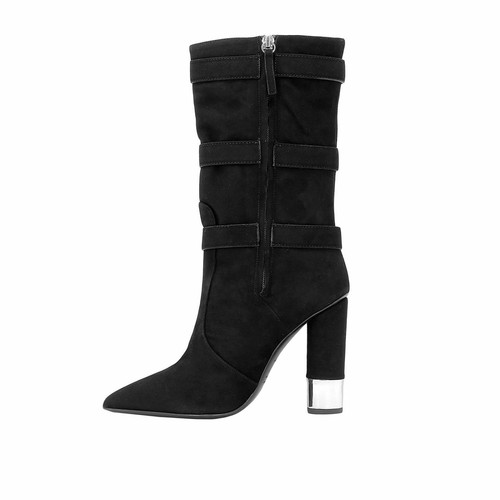 NUOVI Stivali neri in pelle scamosciata Giuseppe Zanotti taglia 38,5 tacco argento ritiri $1695,00 - Foto 2 di 9