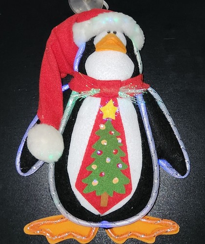 Fibra Ottica Natale Feltro Babbo Natale Pinguino Decorazione Finestra Natale 10" - Foto 6 di 8