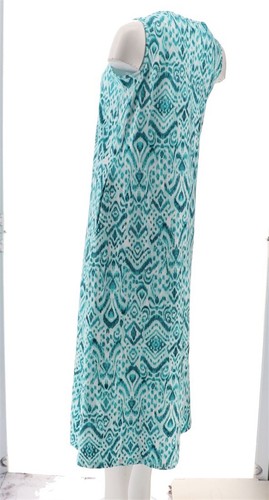 Denim& Co Printed Textured Knit Petite Maxi Dress Bright Aqua PS NWOT (505) - Picture 4 of 9