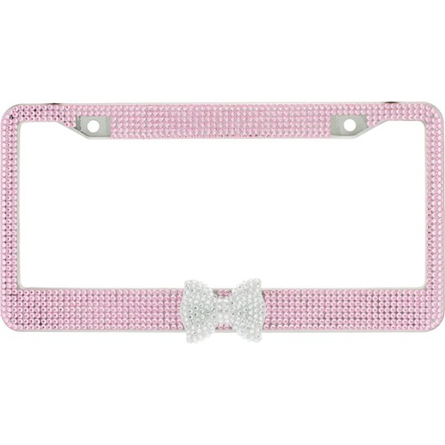 2 Pack Metal Diamond Bling Glitter License Plate Frame Cover Crystal Rhinestone - Foto 27 di 27