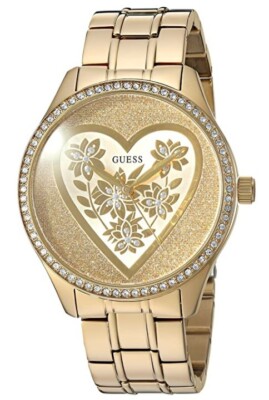 Guess Gold Tone gemmed Steel Heart Shaped Dial Women display picture 1
