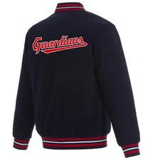 MLB Cleveland Guardians Wool Reversible Jacket Navy Embroidered  Logos JH Design
