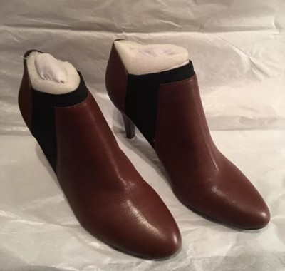 S#9 Isaac Mizrahi Womens Brown/Black Leather&Stretch Viviana