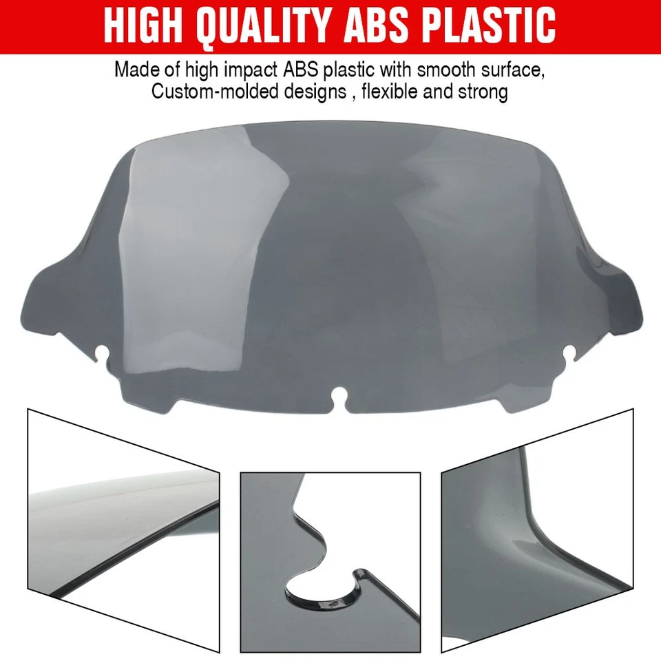 10.5" Smoke Wave Windshield Windscreen For Harley Touring Electra Glide 2014-24 - Imagem 2 de 4