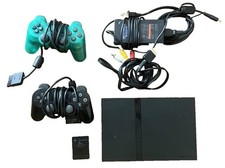 Sony PlayStation 2 Slim Console Black Bundle 2 OEM Controllers  Memory Card