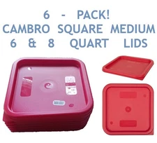 BUNDLE! (6) Cambro Medium Polyethylene Square Lids fit 6 & 8 Quart Containers