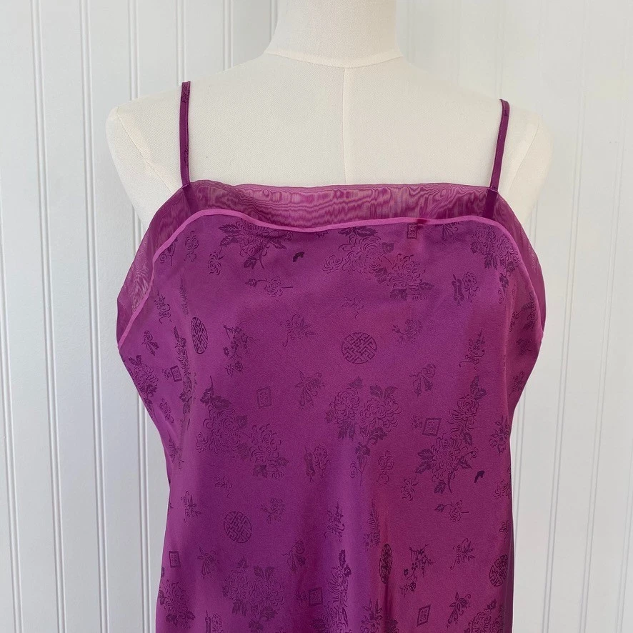 复古女式缎面长裙 L 码亚洲印花仙女奇思妙想 Y2K 90 年代 — 第 3/4 张图片