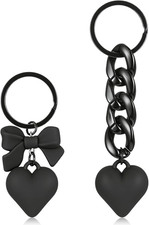 2 Pcs Black Bag Charms Heart Purse Keychain Goth Handbag Chain Accessories