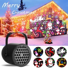 LED Christmas Light Snowflake Laser Projector Landscape Xmas Moving Fairy Lamp