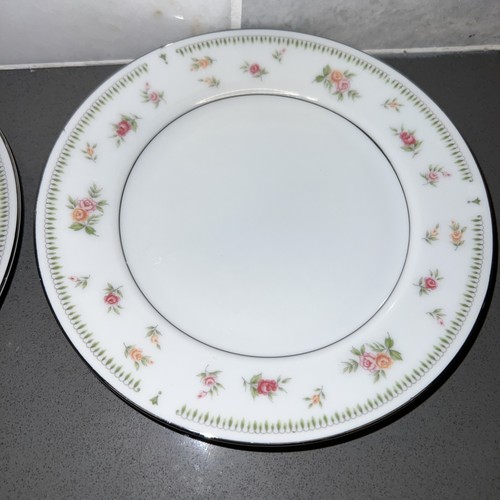 3 platos de pan Abingdon by Japan 6 1/2", 1 tazón, rosas pequeñas rosadas rojas naranjas - Imagen 4 de 8