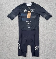 WYN Republic Triathlon Suit Mens Medium Blue EMJ Velocity+ Sponsor Logos (C)