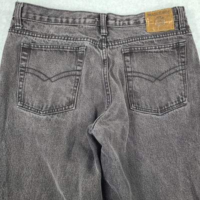 Vtg USA Bugle Boy Denim Jeans Mens Tag 36x34 Fit 33x32 Faded Black Straight Leg