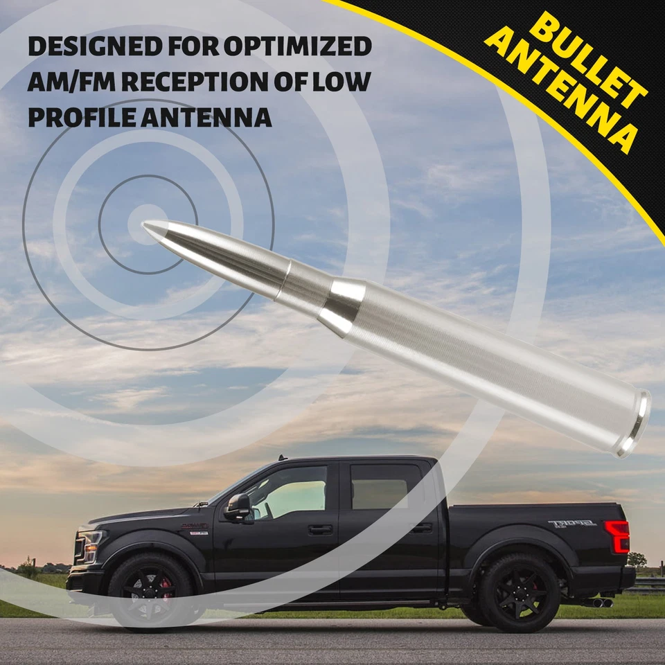 Antena bala plateada de 5,3" apta para Chevrolet Silverado 2500 1999-2015 Foto 2 de 4
