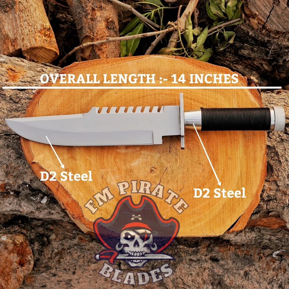 CUCHILLO BOWIE 14" HECHO A MANO PERSONALIZADO COMANDO LS1 SURVIVAL caza camping con funda. Foto 2 de 4