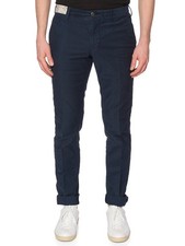 INCOTEX "Slacks" Navy Blue Twill Cotton Slim Fit Chino Pants NEW