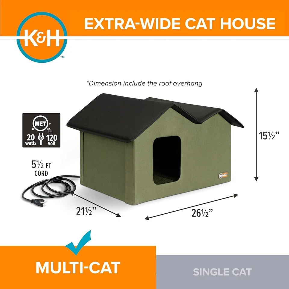 Extra-Wide Heated Cat House for Outdoor Pets - Image 4 of 4