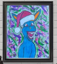 Original Art Santa Donkey- 11x14 Canvas Expressionism Abstract Design Home Art