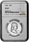 1961 50C Proof Silver Franklin Half Dollar NGC Graded PF 67 in New Holder