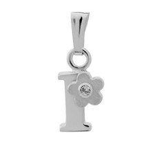 Sterling Silver 0.01cttw Diamond Initial "I" Flower Pendant with Chain