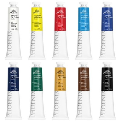 Studio Oil Paint Set 10 Colors x 50ml Professional Oil Based Art Paints