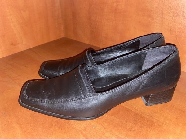 Women Ecco Heels Black Leather 38 #3Q6L