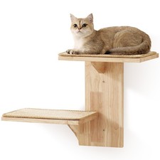 Cat Wall Shelves, 2 Platform Kitten Wall Furniture, Tree Shape Wall-Mounted F...