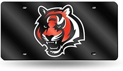 Cincinnati Bengals Premium Laser Cut Tag License Plate, Black, Mirrored...