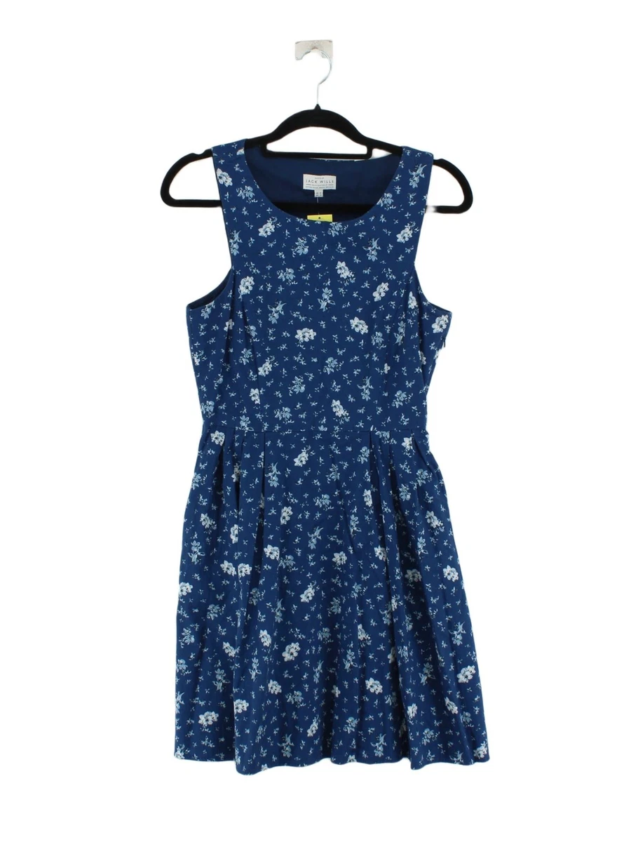 jack wills blue floral dress Blue Palm Tree Print Cotton Mini Dress - Vacation Ready main image 1