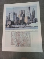 Christo: TWO LOWER MANHATTAN WRAPPED TOWERS,Farblithografie,Offsetdruck