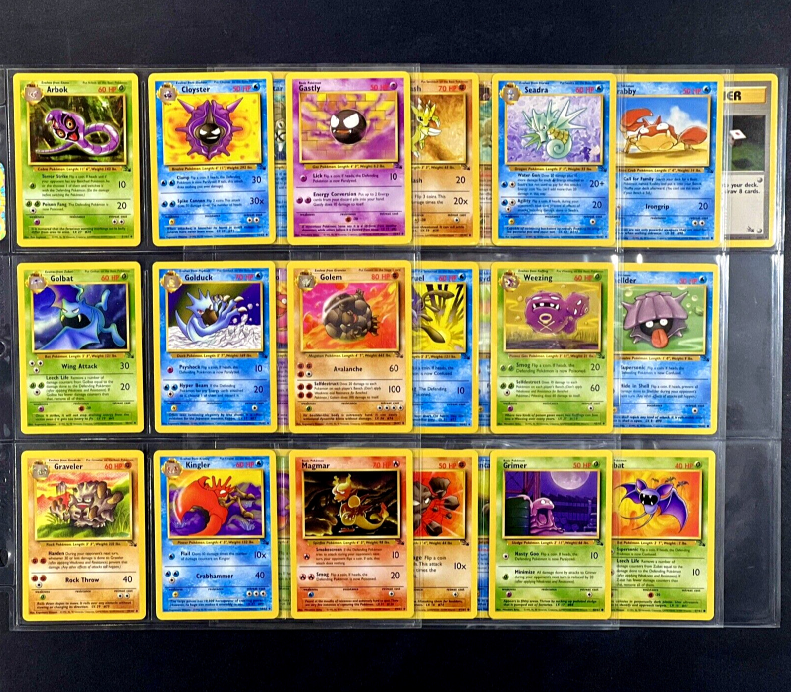 1999 Pokemon FOSSIL SET Unlimited Edition COMPLETE Uncommon Common Cards Lot NM