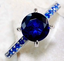 2CT Treated Blue Sapphire 925 Solid Sterling Silver Ring Jewelry Sz 6 UB4-5