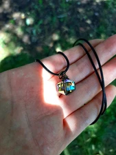 Rainbow Glass Necklace / Necklaces / Iridescent necklace / Holographic Necklace