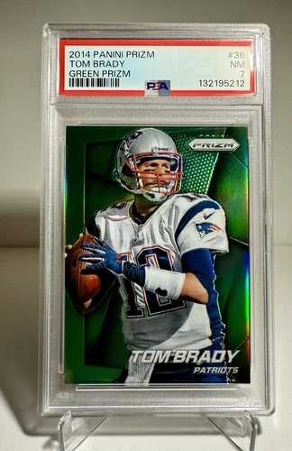 2014 PANINI PRIZM GREEN TOM BRADY #36 PSA 7 RARE SP LOOKS NICER