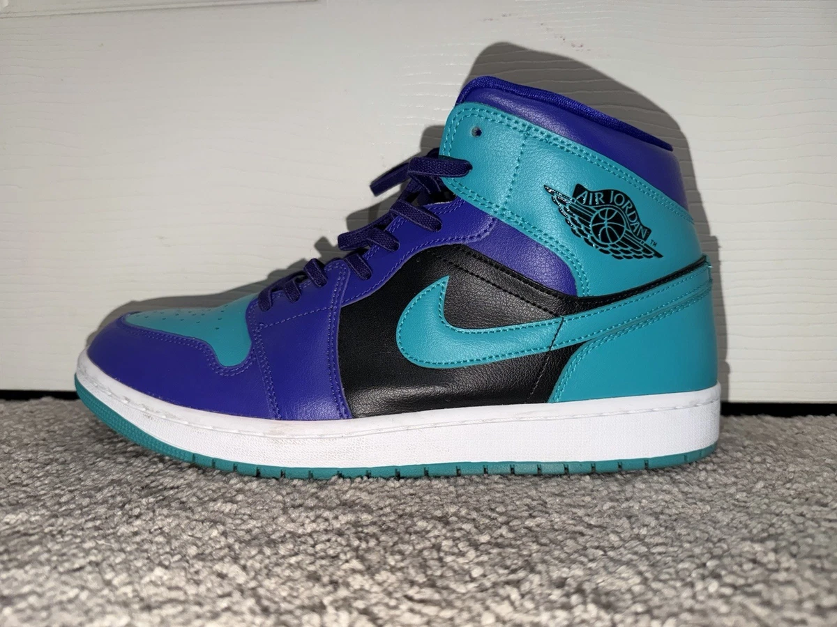 Nike Air Jordan 1 Sz 9 Mid Hornets Purple Blue Shoes Sneaker 554724-507 Men 1 main image 3