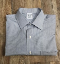 Brooks Brothers Regent Oxford Dress Shirt Men White Blue Non Iron Size 16.5 - 34