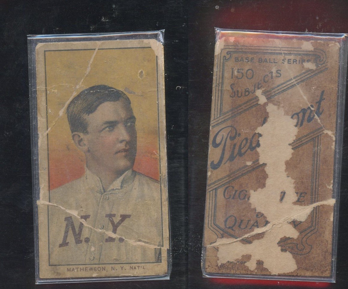 T206 Christy Mathewson portrait HOF ~~ beater condition ~~ Piedmont 150 back