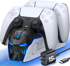 PS5 Controller Dual Charging Station Fast Charge Dock Stand with AC Adapter