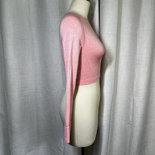 Gymshark Womens Cropped Long Sleeve Top Beavisionary Size Small Coral Thumb Hole - Picture 10 of 12