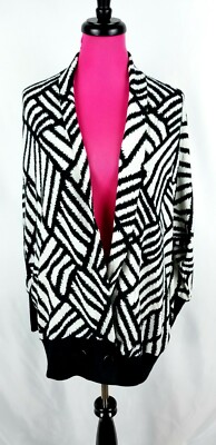 Jealous Tomato Cardigan Sweater Womens Size S/M Oversized Black White Geometric