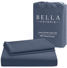 Luxury Bamboo Viscose King Duvet Cover Set - Ultra Soft  Cooling Slate Blue