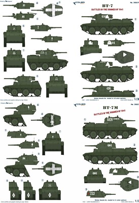 1:35 Decal Set - Soviet BT-7 and BT-7M tanks - Summer 1941 - 2 pcs. - Colibri